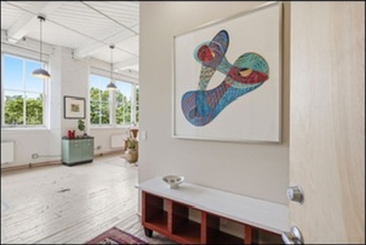 Studio with art on the wall