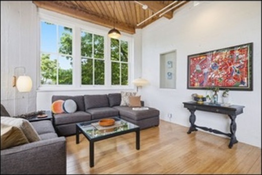 Living room with grey sofa