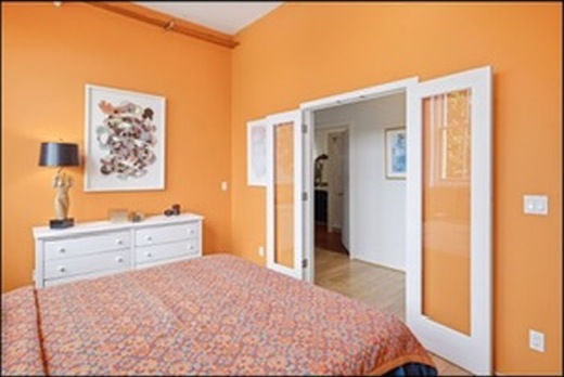 Bedroom with sliding doors