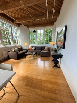 Living space with wood floors