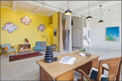 Work desk in the yellow room