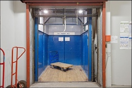 The blue freight elevator