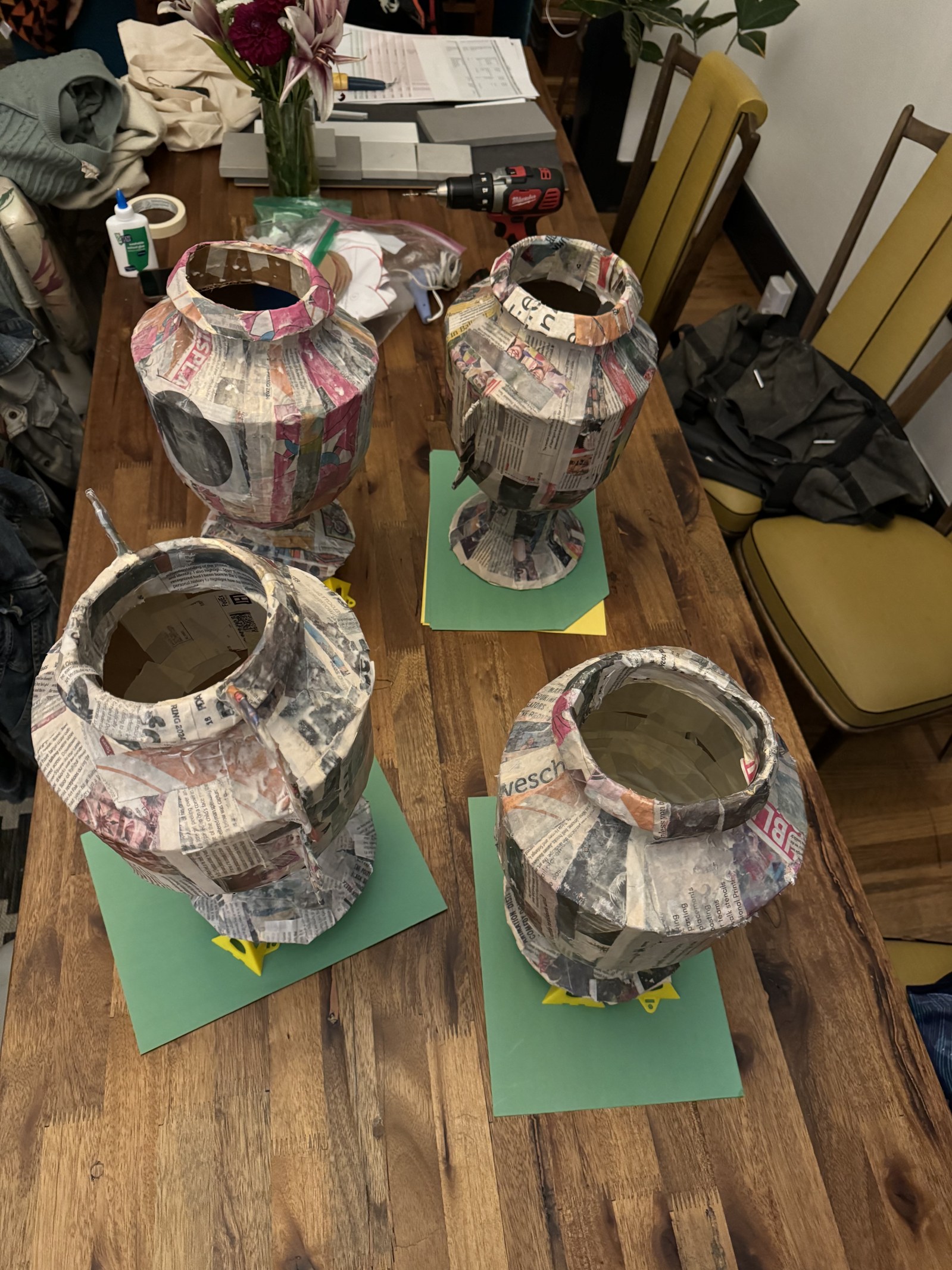 Papier-mâché vases