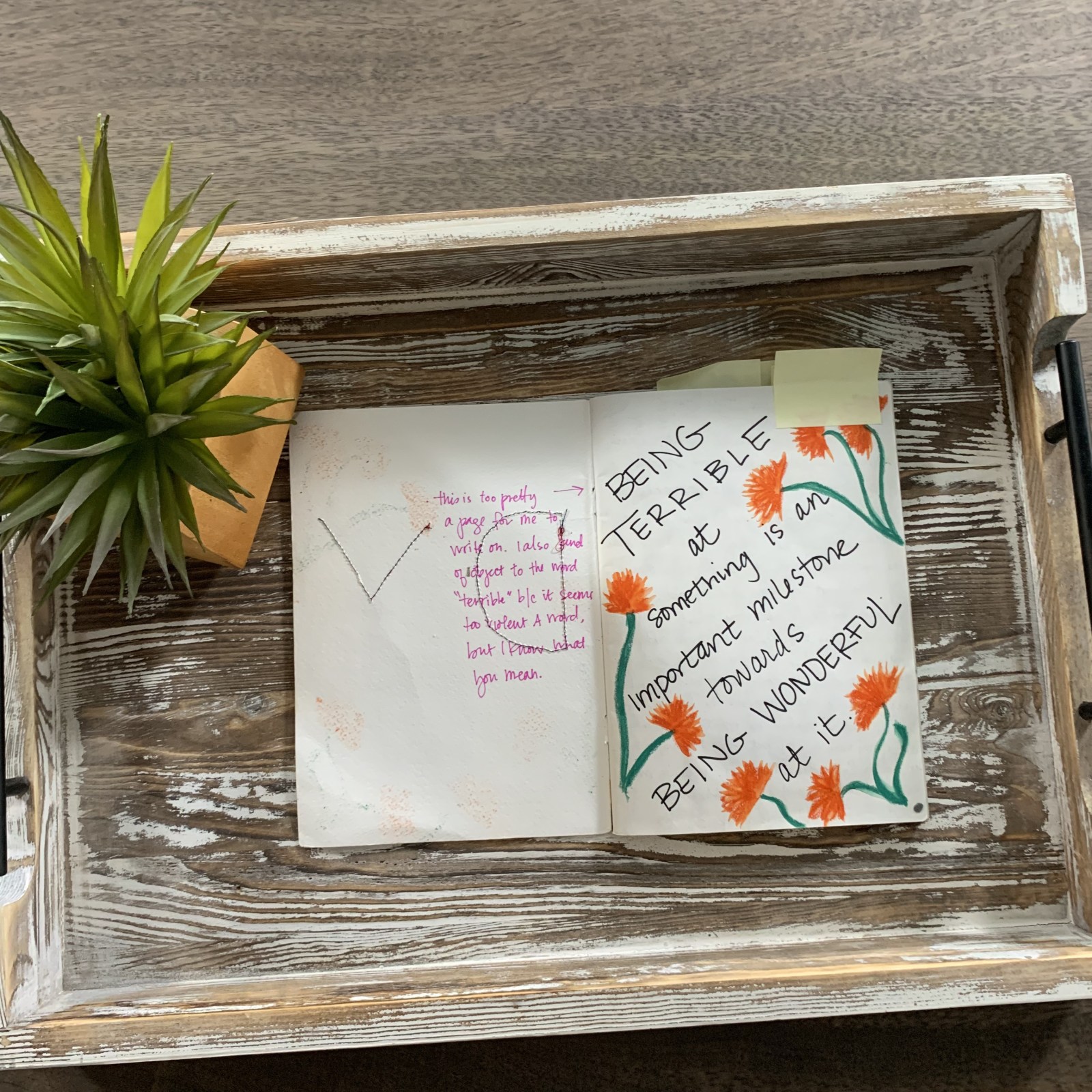 First page of a sketchbook exchange with DD